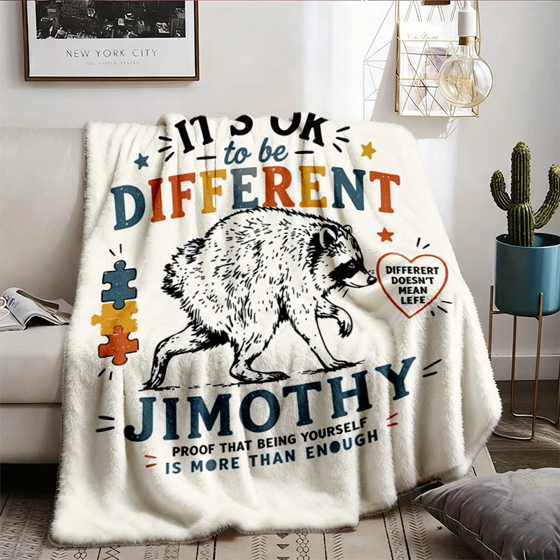 Jimothy Raccoon Cozy Blanket, Seattle Raccoon Warm Blanket, Autism Awareness Soft Blanket, Teacher Autism Comfy Blanket