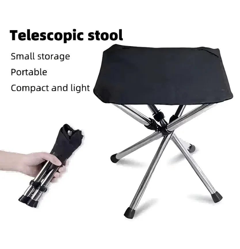 Outdoor tripod stool camping portable telescopic stool foldable chair beach camping fishing equipment