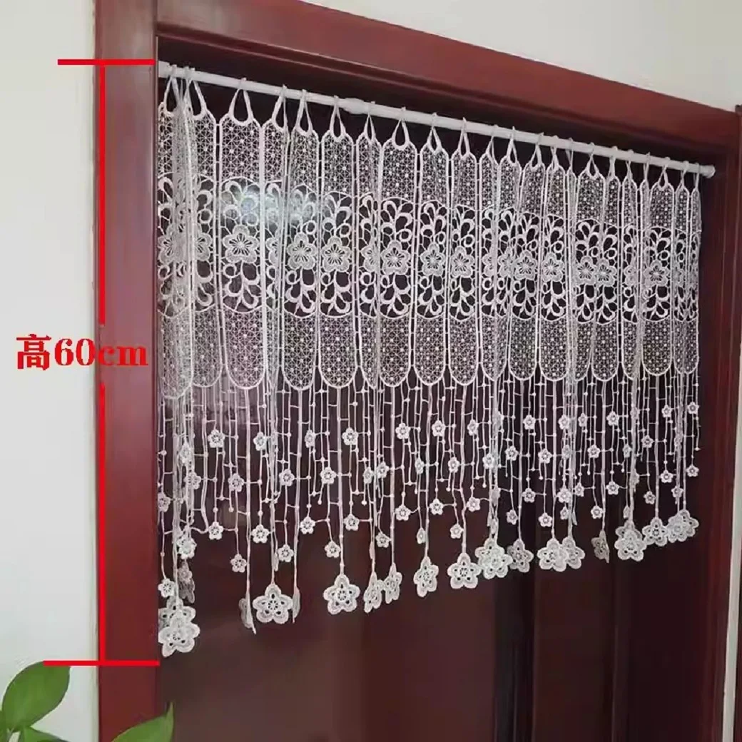 

Hanging curtain for bedroom, half curtain, hollow out lace decoration, finished small curtain