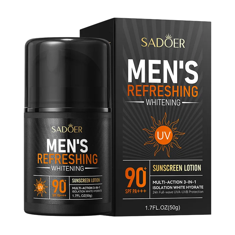 SPF 90+ Men's Sunscreen for Face Body Sun Block Refreshing Moisturizing UV Solar Blocker Protector Men Sun Cream