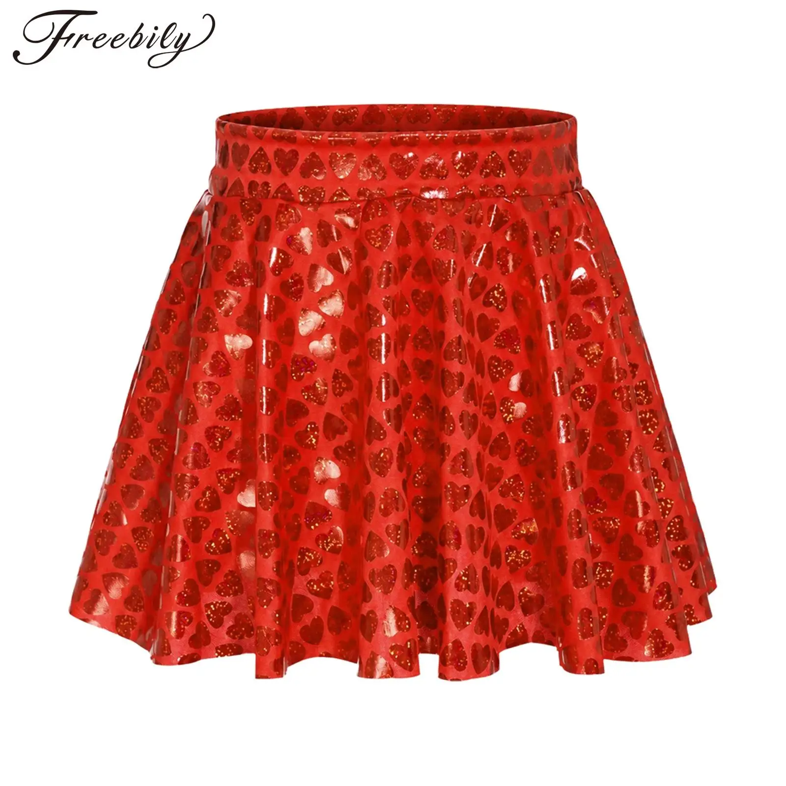 Children Hip Hop Clothes Metallic Skirt Kids Girls Shiny Dancewear Skirt for 60s 70s Disco Jazz Dance Stage Performance Costume