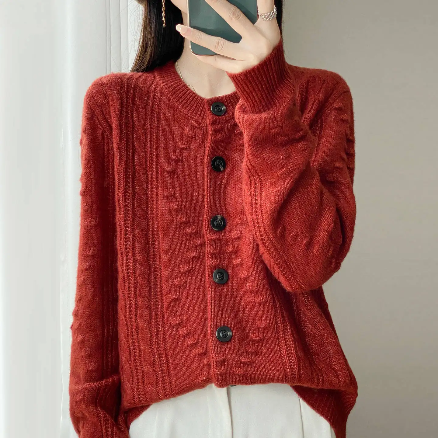 

Осень-зима 2025 г., шерстяные кардиганы, свободные, мягкие, теплые, толстые вязаные свитера, кашемировый джемпер с длинными рукавами, корейский модный кардиган