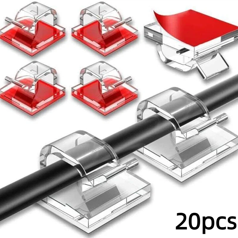 Self-Adhesive Cable Organizer Clips No Residue Cable Management Holder USB Cord Protector for Desk Home Office Car Kitchen