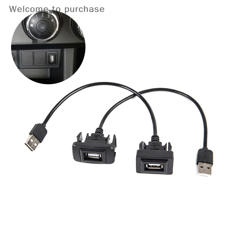 USB 2.0 Port Panel Male to Female Extension Cable Adapter for Vigo RAV4 Car Dashboard Flush Mount