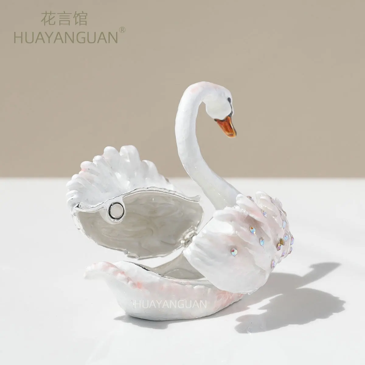 Gradient Swan Ornament Jewelry Box Rhinestone Jewelry Box Gift for Girlfriend Couple Wedding Ring