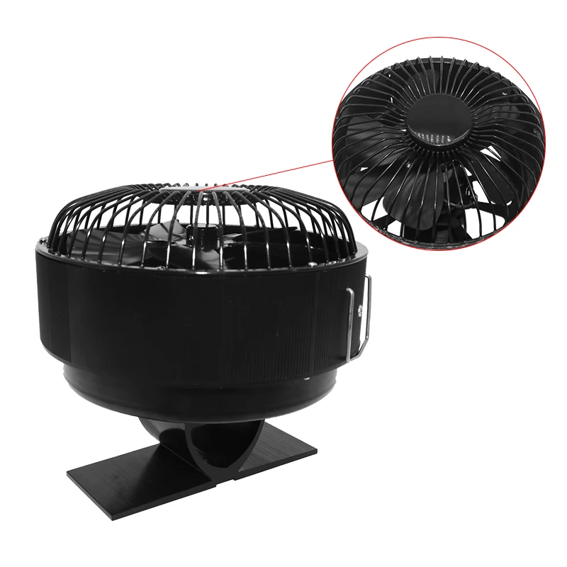 Ventilador de 5 aspas para estufa, sistema de ventilado para quemador de madera, respetuoso con el medio ambiente, silencioso, con distribución eficiente del calor, color negro