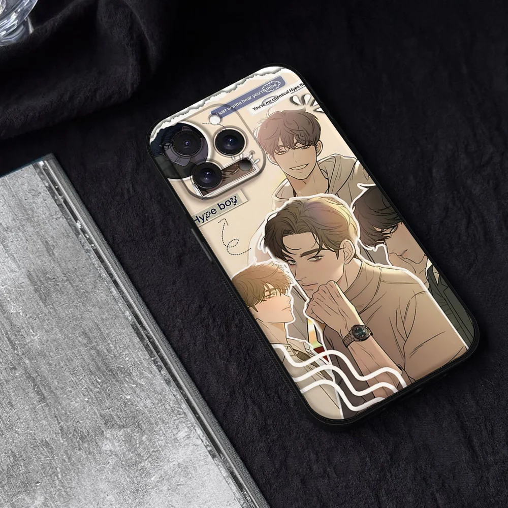 حافظة هاتف Operation True Love لهاتف آيفون 15,14,13,12,11,16,XS,XR,X,8,7,Pro,Max,Plus,mini غطاء أسود من السيليكون