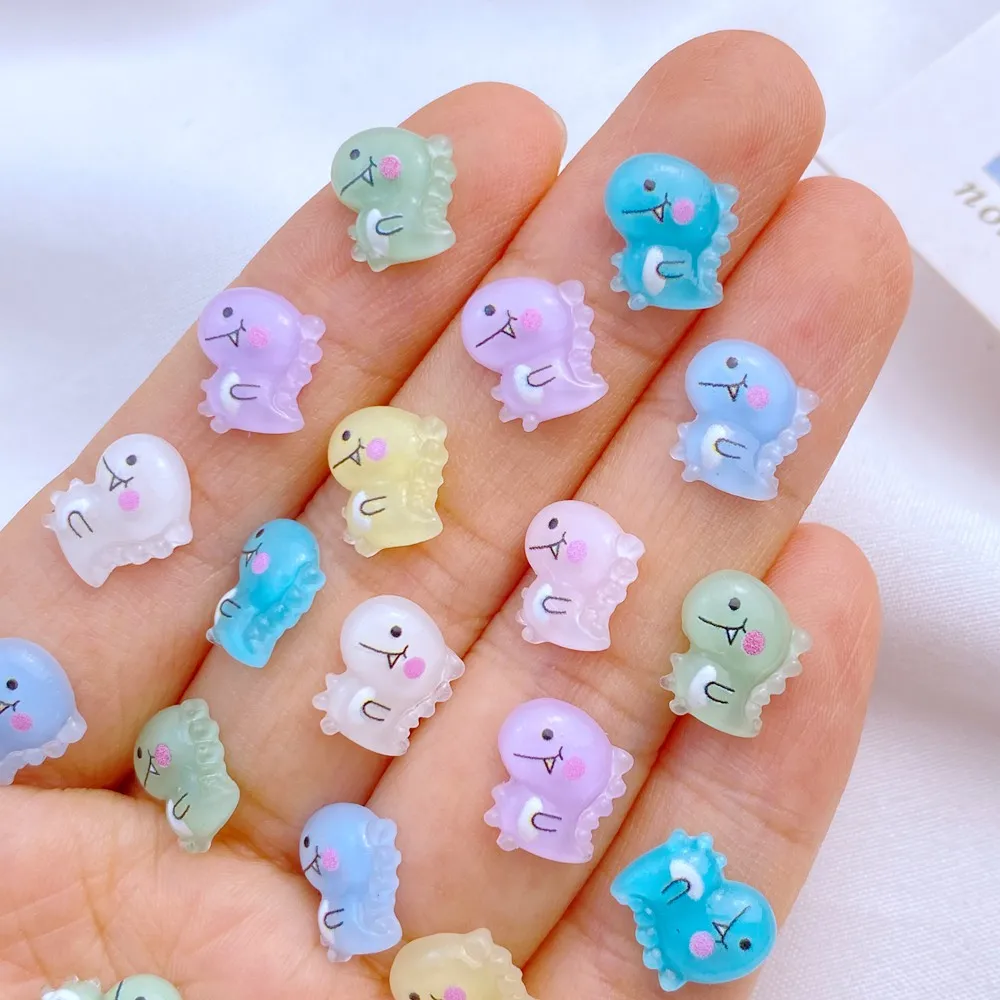 50 mini cute cartoon mixed color dinosaur series nail art charm flat bottom 3D nail decoration DIY nail accessories