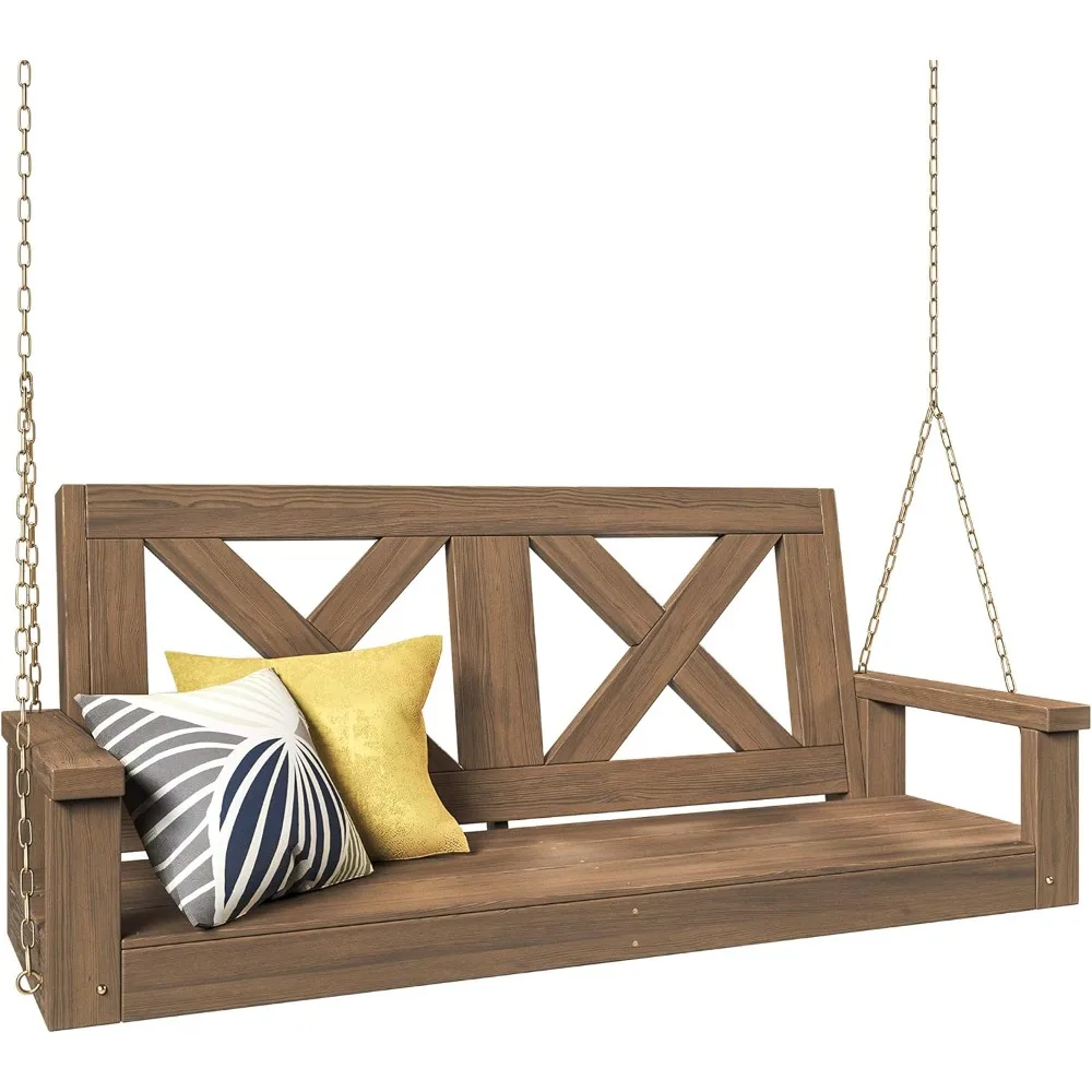 

Amish Heavy Duty 700 Lb Farmhouse Porch Swing W/Chains (4 Foot, Warm Walnut Stain)