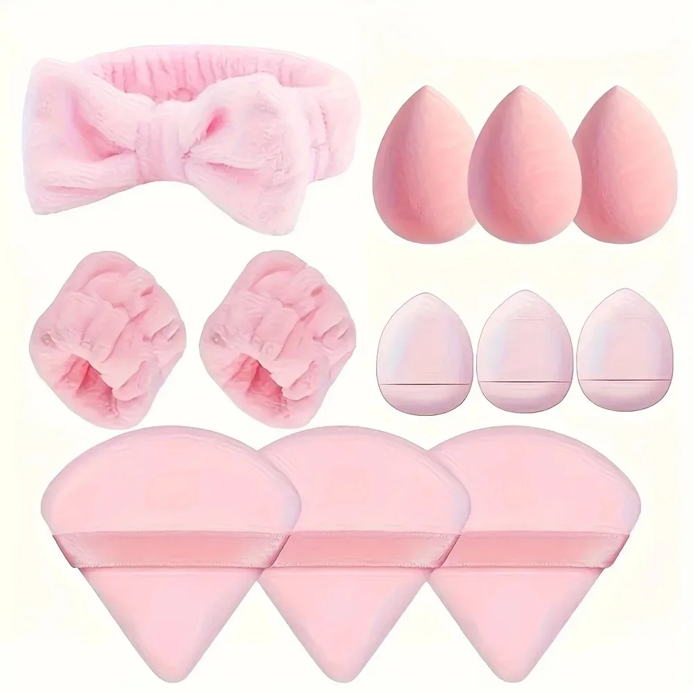 15 pz Coral Fleece Spa Fascia Polsino Set Antiscivolo Cura Della Pelle Trucco Soffio di Polvere Riutilizzabile Viso Accessori di Bellezza