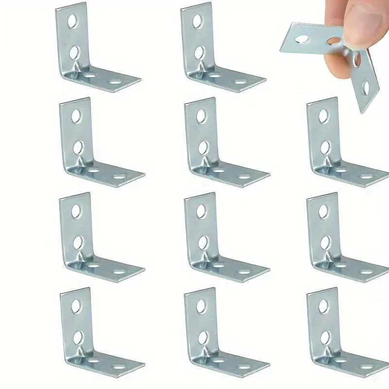 12Pack L-Shaped Steel Corner Braces - Metal Right Angle Corner Brackets for Drawer Shelf Wall Bracket Fixing, Furniture Hardware