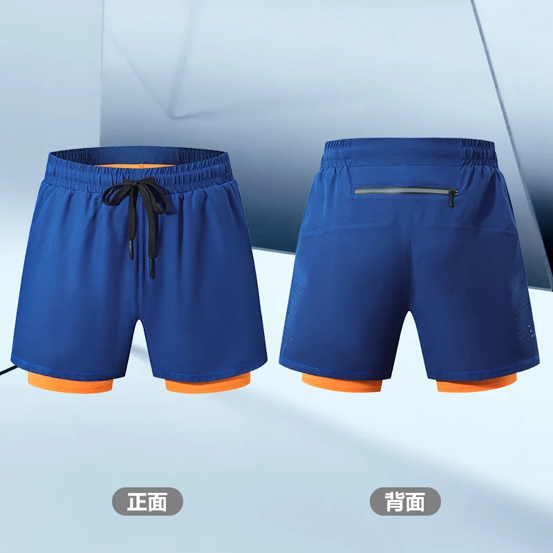 European  American Style Mens Summer Athletic Shorts  Two Tone Quick Dry Running Workout Gym Shorts for Cross Border Sales