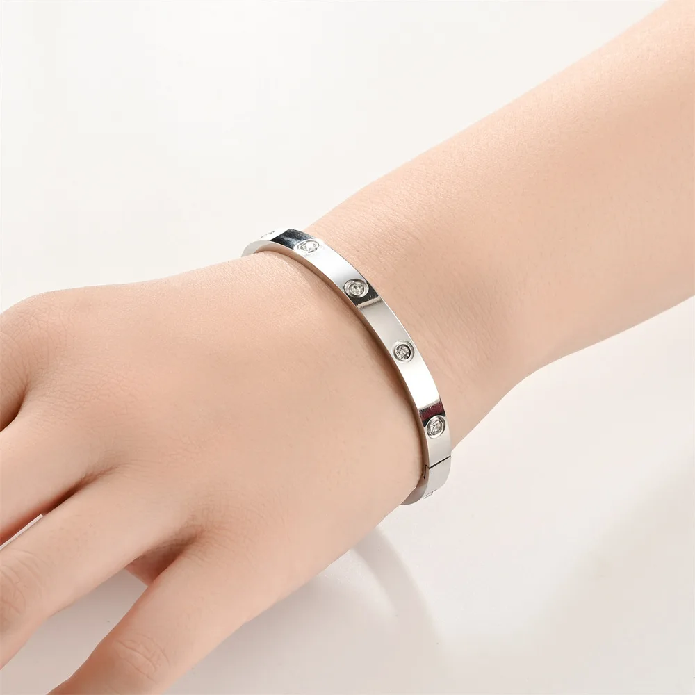 Fashion Jewelry Titanium Stainless Steel New Zircon Inlaid Bracelet Bangles