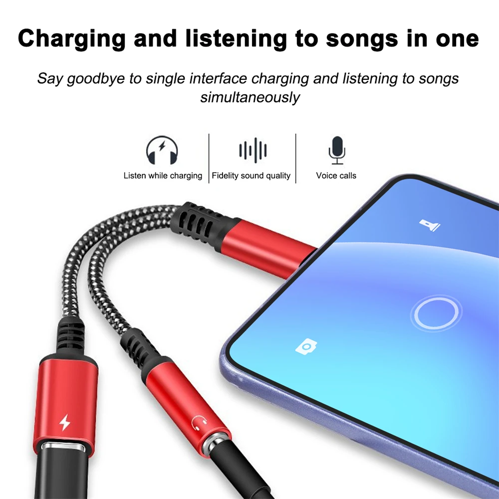 Type-C to 3.5MM headphone jack C-type charging audio auxiliary adapter suitable for Xiaomi Huawei Samsung S21 S20 Ultra Apple