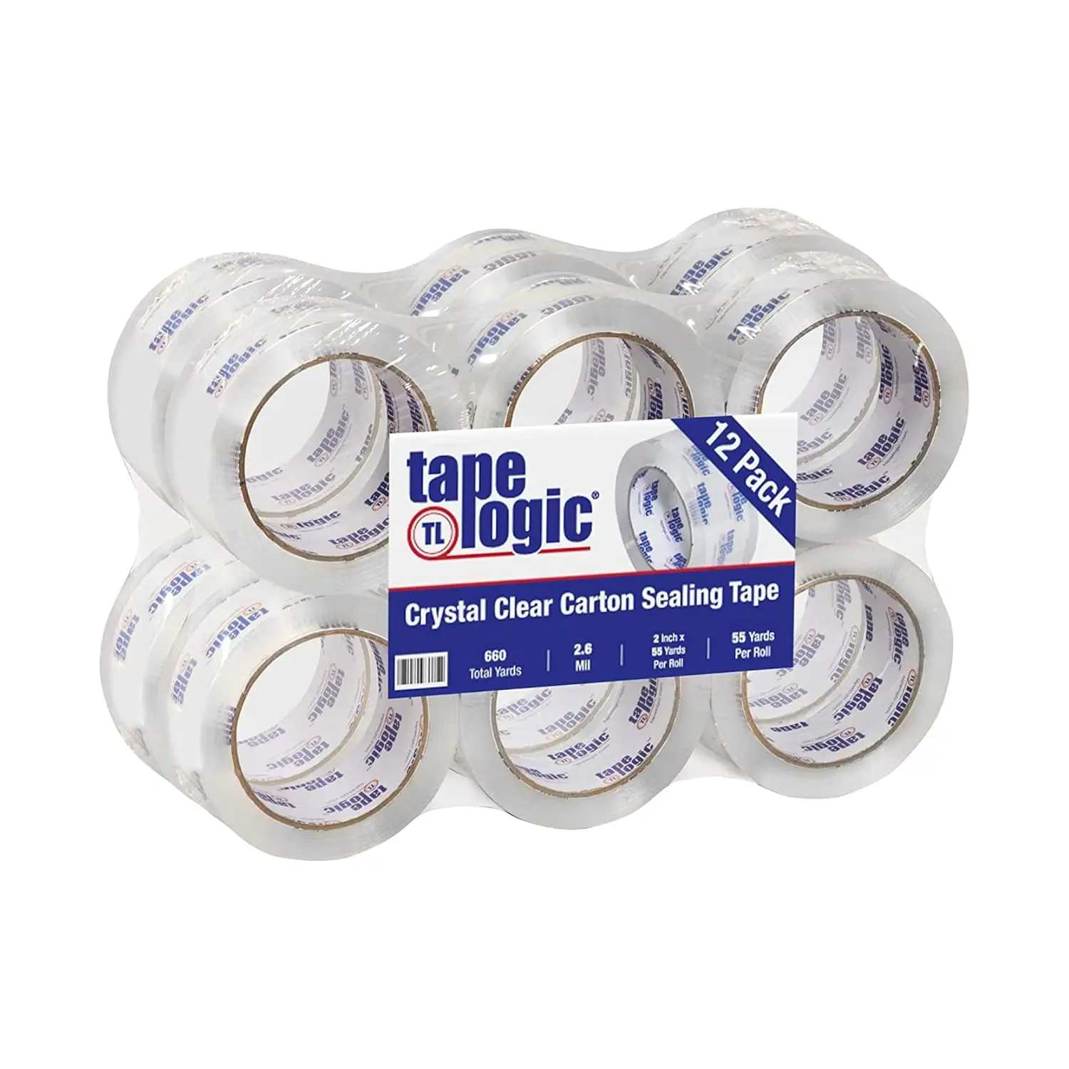 

2" x 55 yds Acrylic Packing Tape 2.6 Mil, Clear (6-Pack) Heavy Duty Packing Tape Rolls for Sealing Boxes at Home, Wareho