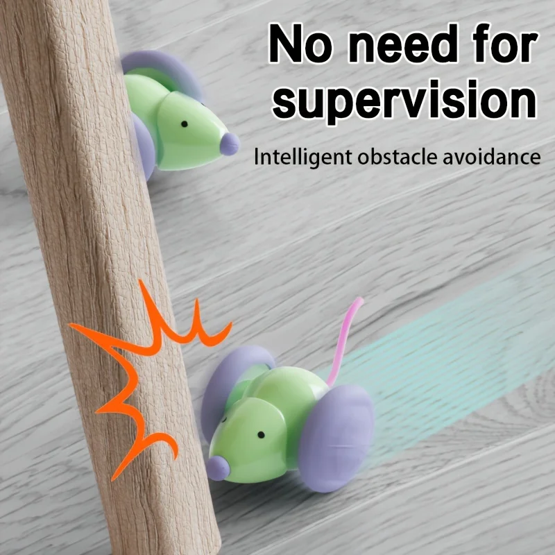Automatic Cat Toy Chases Glowing Mouse to Keep Cats Entertained and Prevent Loneliness, Featuring Automatic Hiding for Added Fun