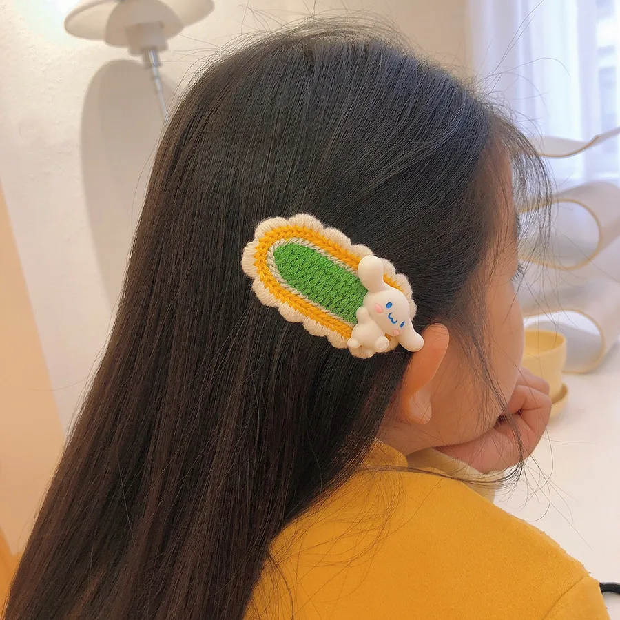 Lovely Sanrio Knitting Fringe side sweet cartoon hand-woven hair card