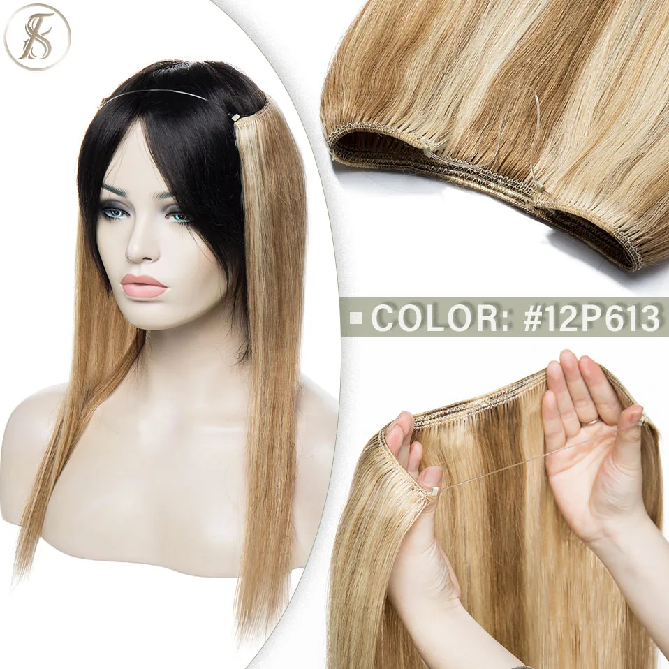 TESS Natürliche Haar Extensions Bundles Menschliches Haar 16-24inch 60g-80g Draht In Haar Extensions gerade Haarteil Unsichtbare Fisch Linie – Detail 18