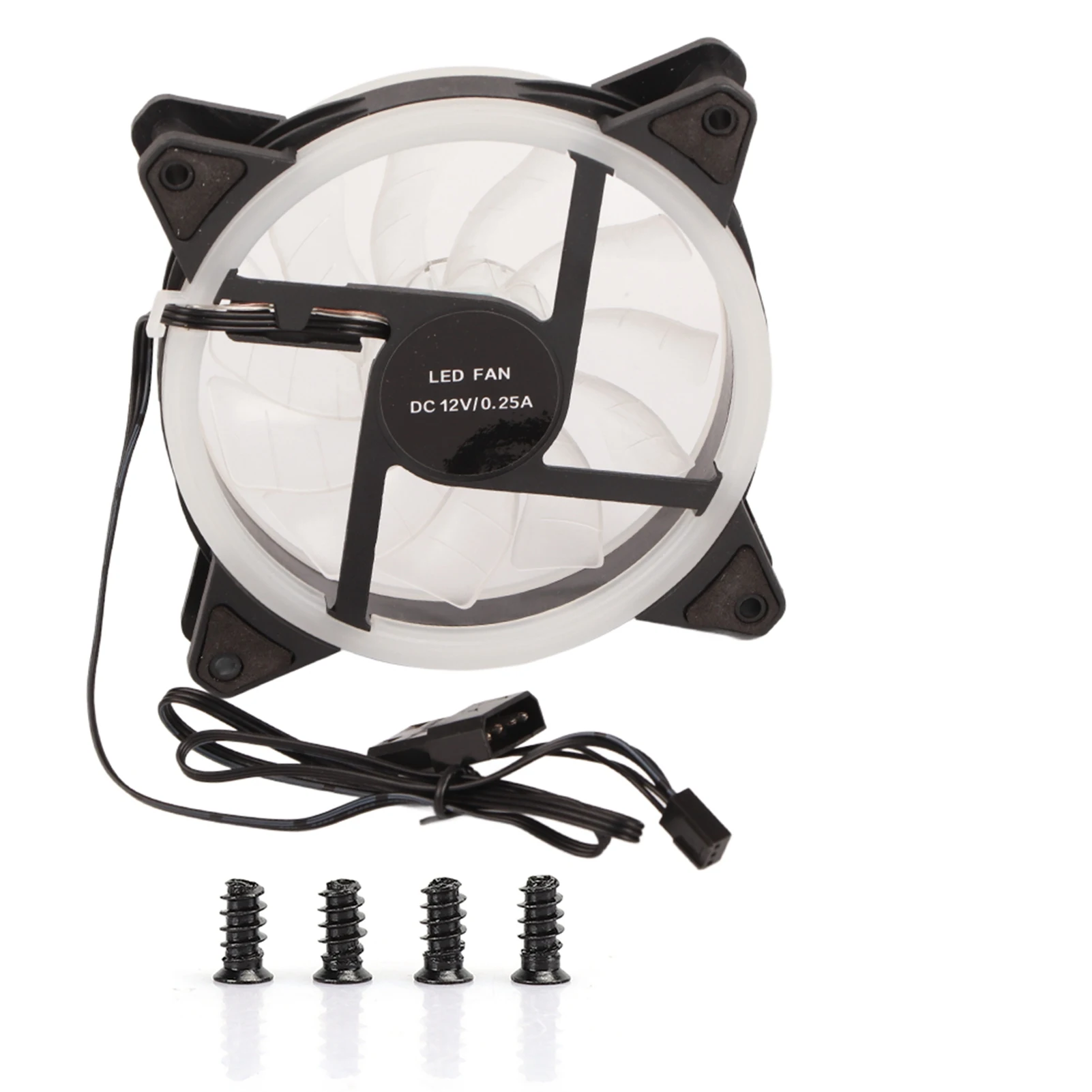 12cm Chassis Fan Computer Cooler Mute Desktop PC Accessory Monochrome RGB Double Aperture High Airflow Durable Heat Dissipation