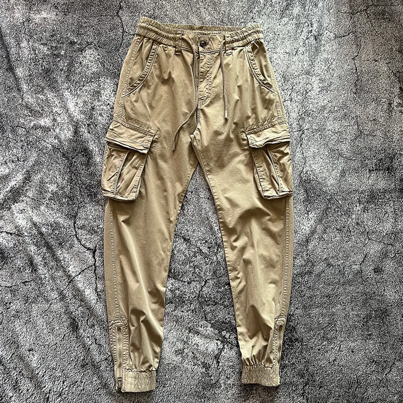 

Spring Summer Slim Fit Workwear Pants Adjustable Zipper Multiple Pockets Elastic Thin Fabric Three Dimensional Tailoring Casu...