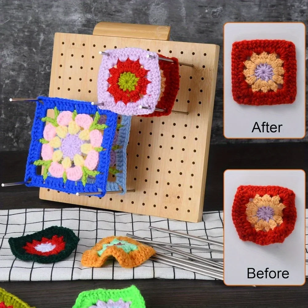 1 مجموعة لوح حجب خشبي الجدة مربع لوح كروشيه صياغة مع حجب حصيرة حجب مجلس لحياكة الكروشيه 2025 #4