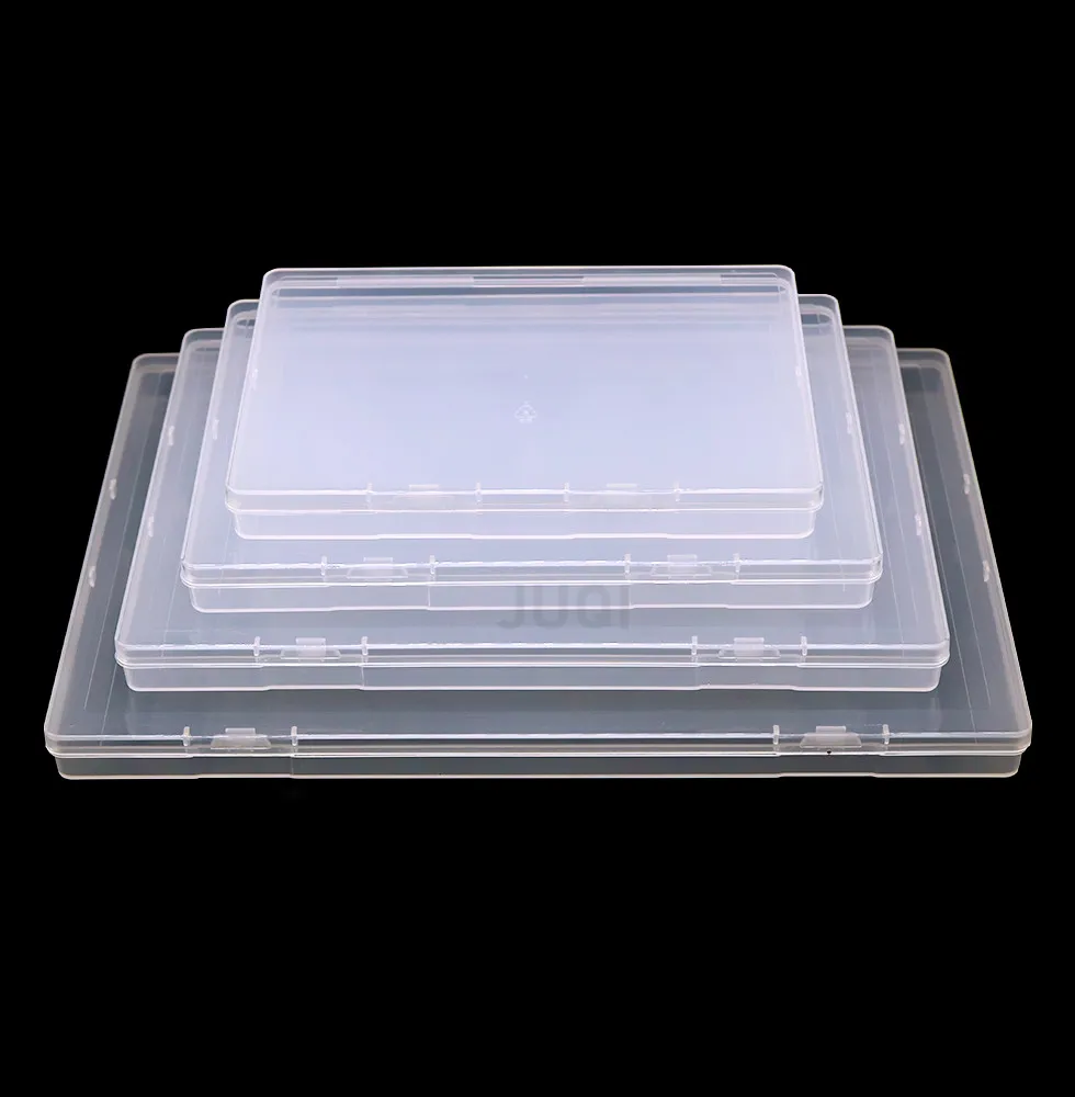 Transparent Desktop Stationery Clear Pencil Box Stickers Storage Case Table Desk Classification Box Plastic Stationary Organizer