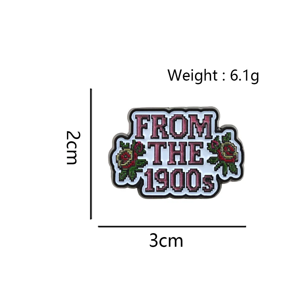 Aus dem 19. Jahrhundert Emaille-Pin Retro Pixel-Art Buchstaben Broschen Kreuzstich Rose Reversnadel Lustiger Y2K Schmuck Geschenk für Rucksack – Detail 2
