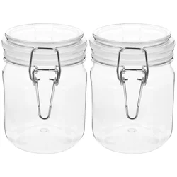 2 Pcs Jam Glass Airtight Honey Jar Coffee Grounds Container with Lid 13X10X10CM The Pet