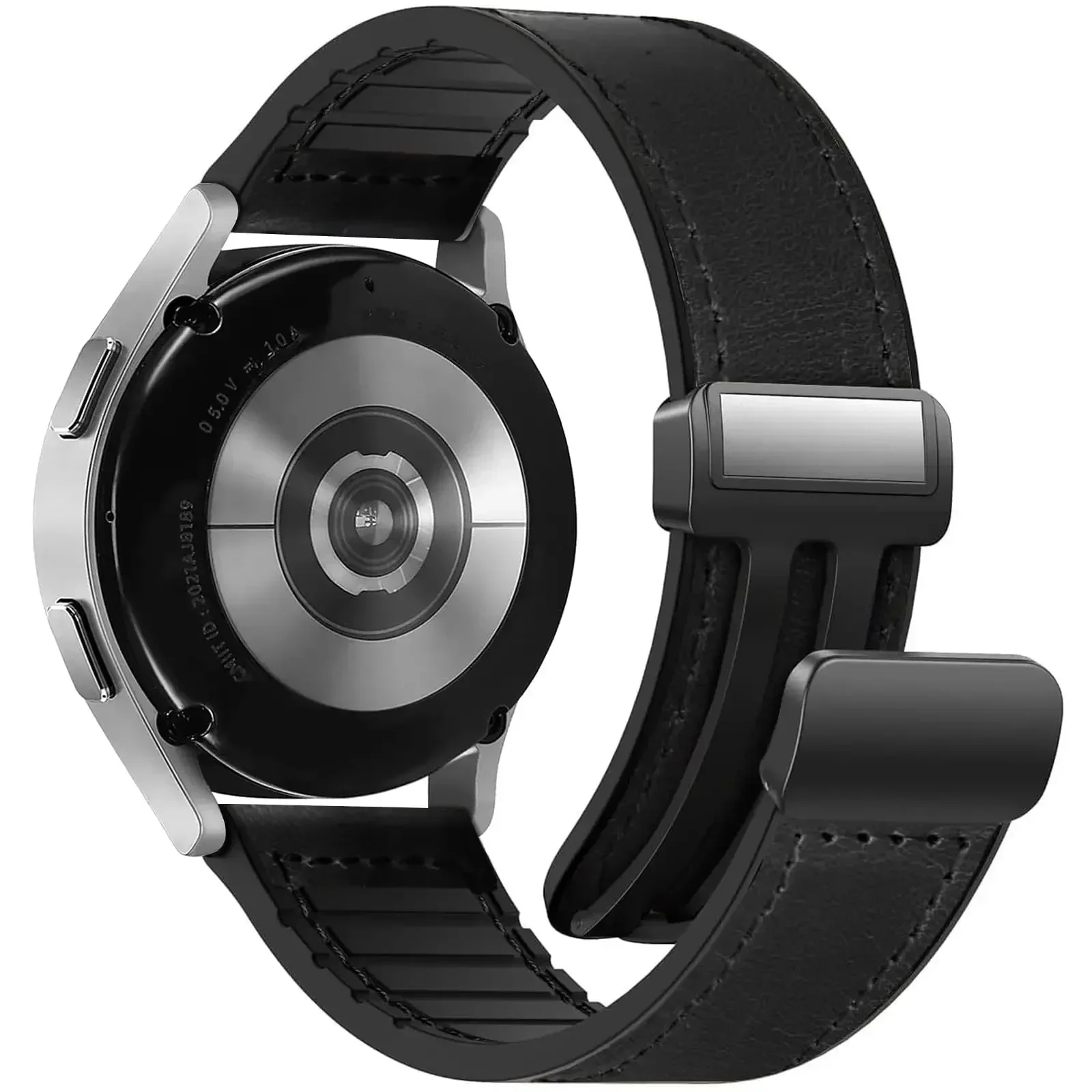 22mm 20mm silicone + pulseira de couro para huawei relógio GT5-4-3-5 pro 46mm fivela magnética pulseira para samsung galaxy watch 7 6 5 4