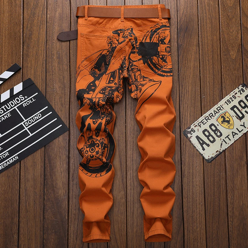 Summer Men's Fashion Luxury Y2k Korean Style Jeans Brand Solid Big Size Brown Denim Pants For Men Casual Skinny Pencil Trousers