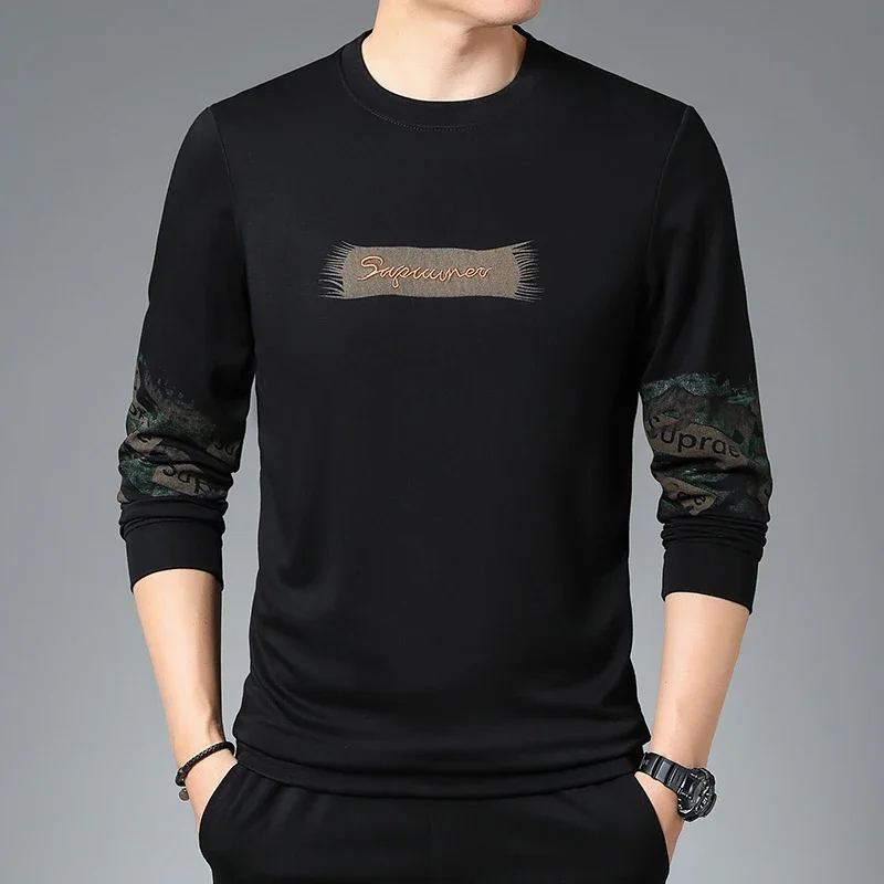 

Men's Long Sleeved Shirt Spring Personalized Casual Versatile Pullover Bottom Shirt