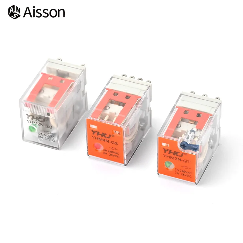 MY2N-GS MY3N-GS MY4N-GS Miniature Coil Electromagnetic Intermediate Relay DC12V 24V AC 24V 110V 220V 8pin 11pin 14pin with Base