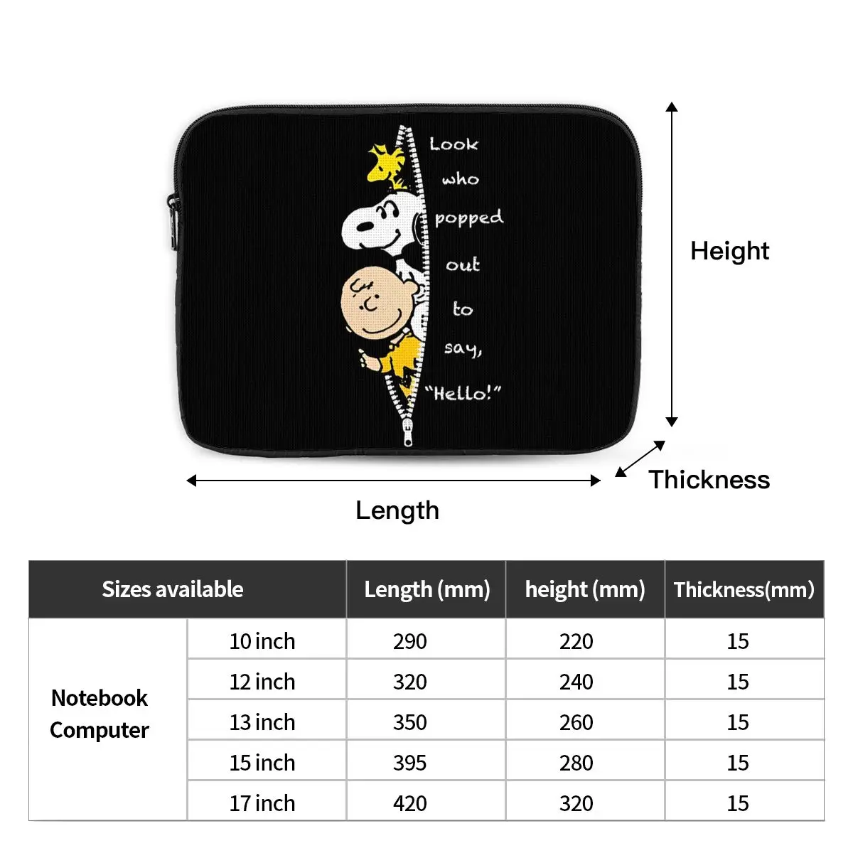 Funny Snoopys Laptop Bag Sleeve 10 12 13 15 17 Inch Cartoon Dog Notebook Bag Case Computer Shockproof Case Bag view 6