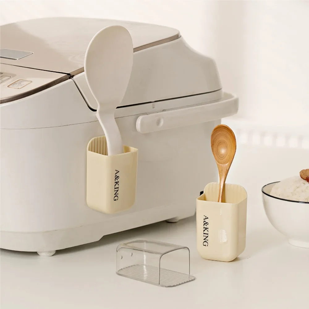 2pcs/set Multi-Functional Spoon Storage Rack - Wall-Mounted Organizer for Rice Cookers and Kitchen Utensils - Space-Saving Wall