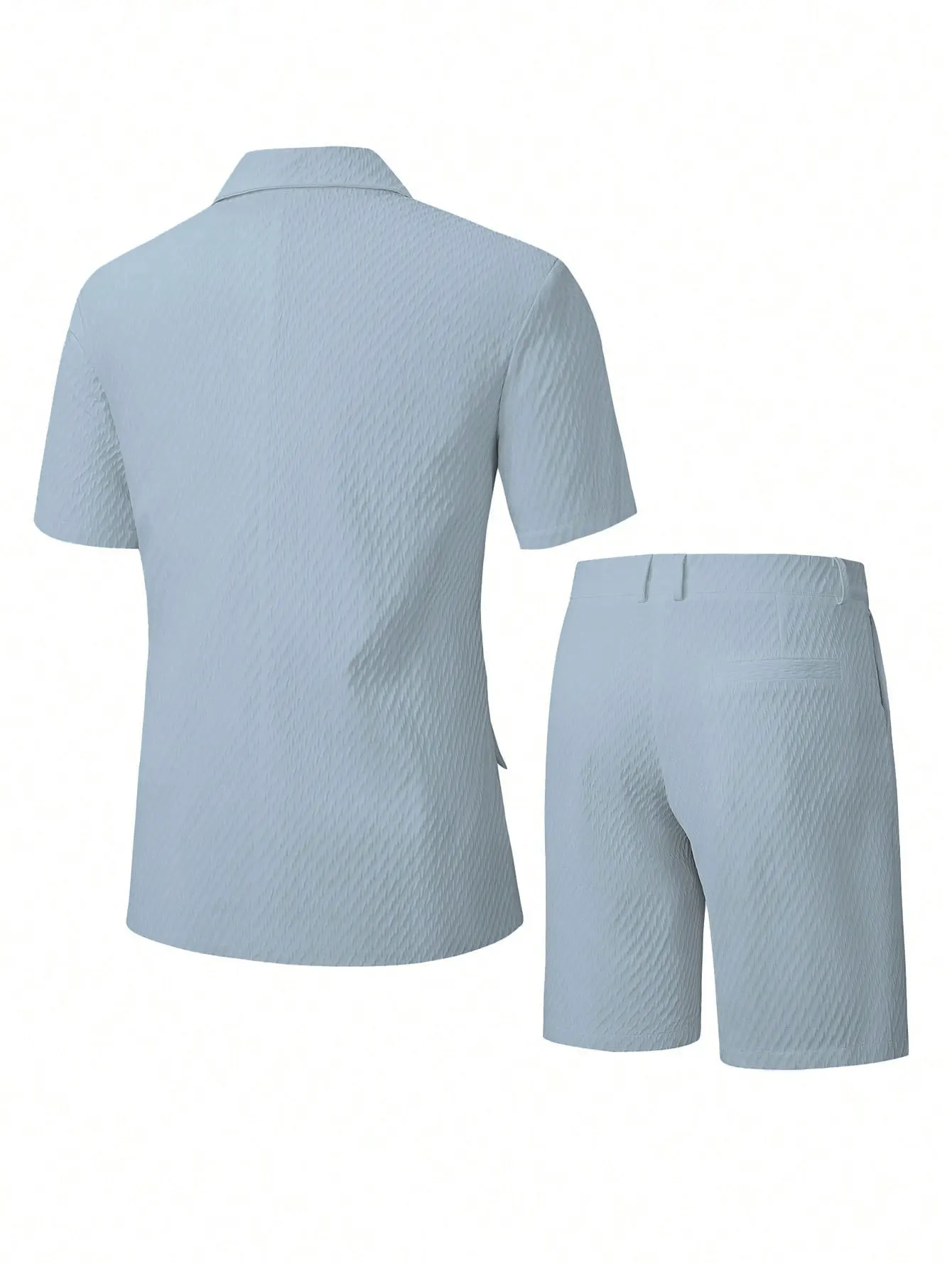 Herren Leichter Strukturierter Zweiteiler mit Reverskragen, Kurzarm-Einreiher-Blazer und Passenden Shorts für Sommerlichen Smart-Casual-Look – Detail 26