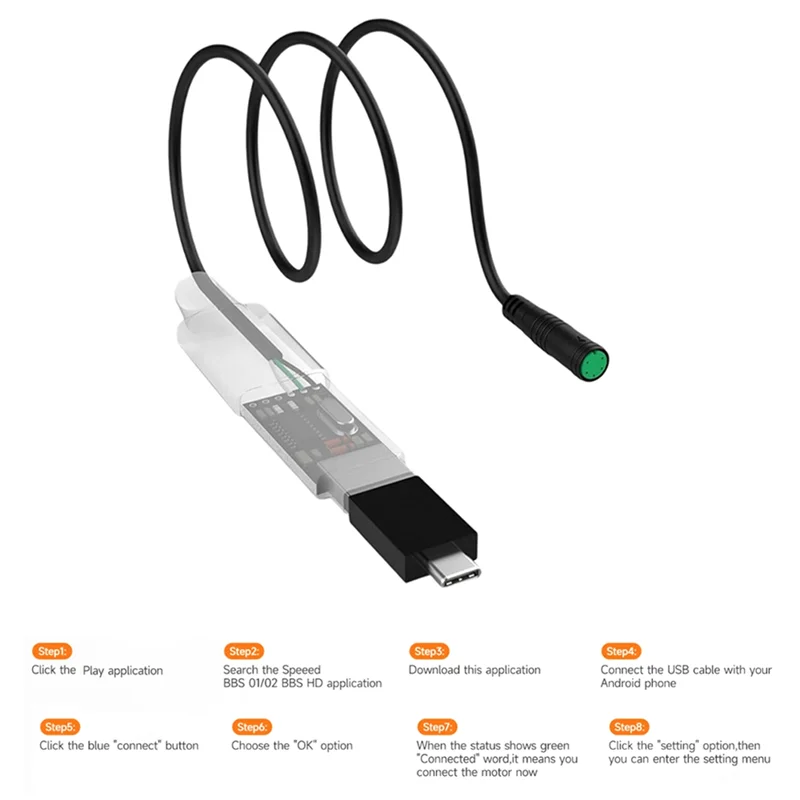 

NALFI-OTG-USB USB-кабели для программирования для комплекта среднего привода Bafang BBS01 BBS02B BBSHD для изменения параметров скорости PAS