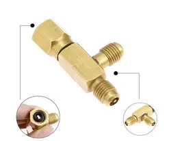 Adaptador en t de 1/4 pulgadas para aire acondicionado, núcleo de válvulas c/w, campana macho de 1/4