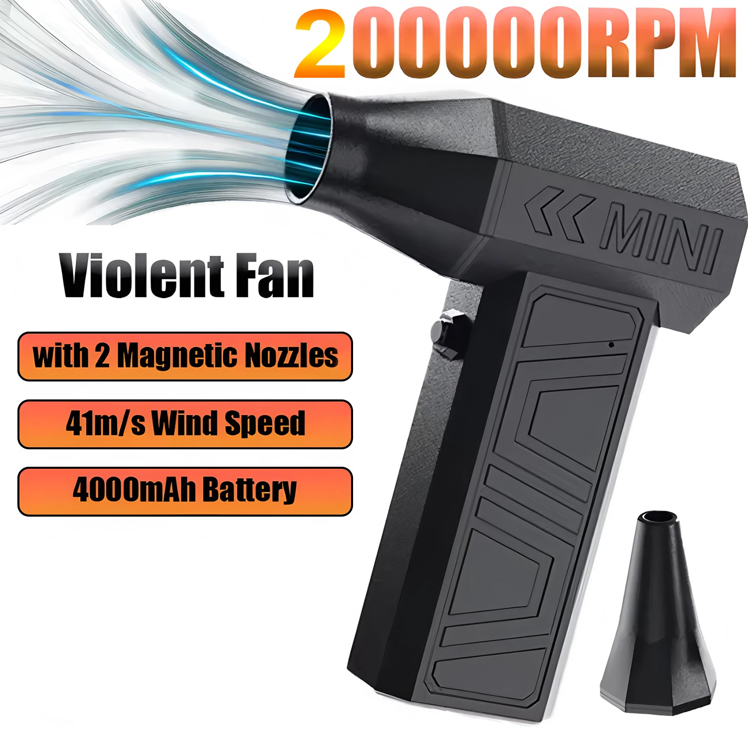 Mini Turbo Jet Fan Electric Air Duster Adjustable wind speed Wireless Turbo Violent Blower Type-C Air Dust Gun for PC Car Clean
