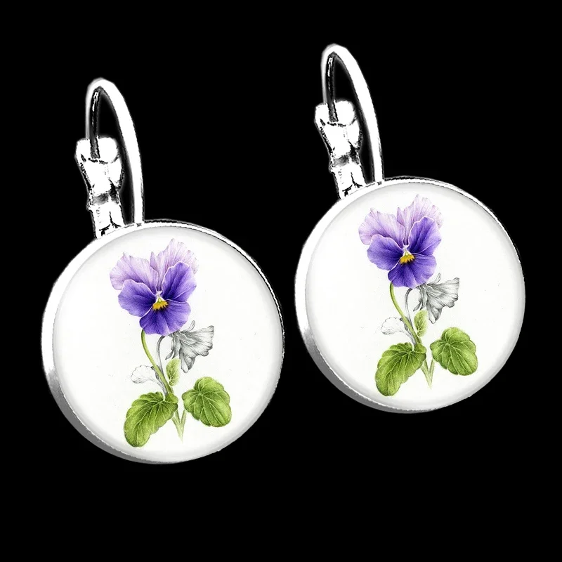 Boho Flower Drop Earrings For Women Cute Small Flower Stud Earrings For GIRL Party Birthday Glass Cabochon Earring Jewelry