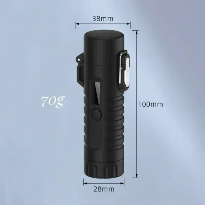 Metal Windproof Waterproof Pulse Dual Arc Type C Rapid Charge Electronic Lighter with Strong Light Flashlight Outdoor Lighters