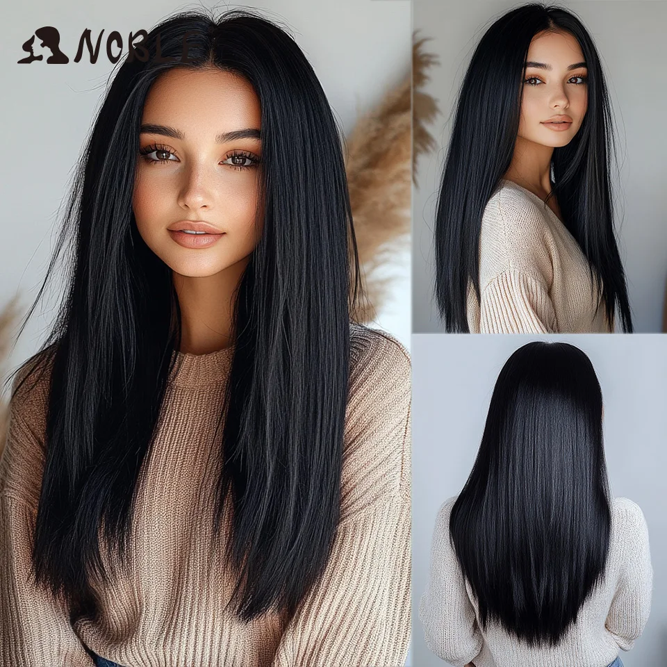 Noble Synthetic Lace Front Wig Straight Baby Hair Wig 22 Inch Lace Wig For Women 13X7 Lace Front Wig Ombre Blonde Cosplay Wig