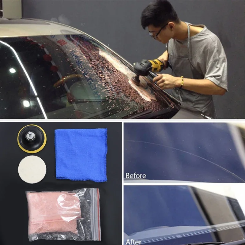 5PCS/Set Universal Car Glass Polishing Kit - Polishing Pads, Polishing Powder & Windshield Scratch Remover | NEW