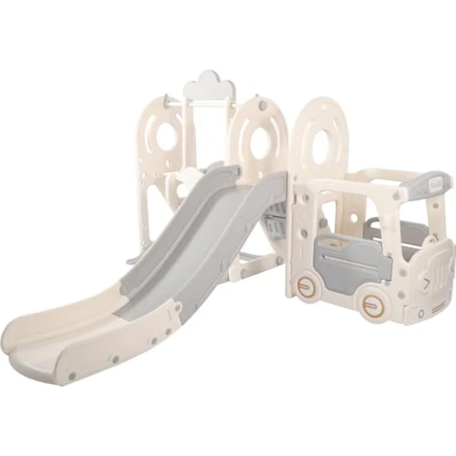 

Игровой комплекс Elevon 4-в-1: горка и качели для малышей, в форме автобуса, для дома и улицы, для двора, легко устанавливается