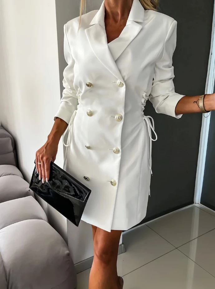 

Double Breasted Lace Up Fashionable and Elegant Commuter Dress 2023 New Hot Selling Fashion Women's Dress