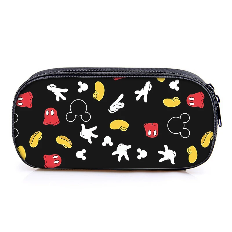 Disney Mickey Mouse Print Pencil Cases Anime Minnie Pen Bags Creative Pencil Bag Kids School Supplies Boys Girls Birthday Gift