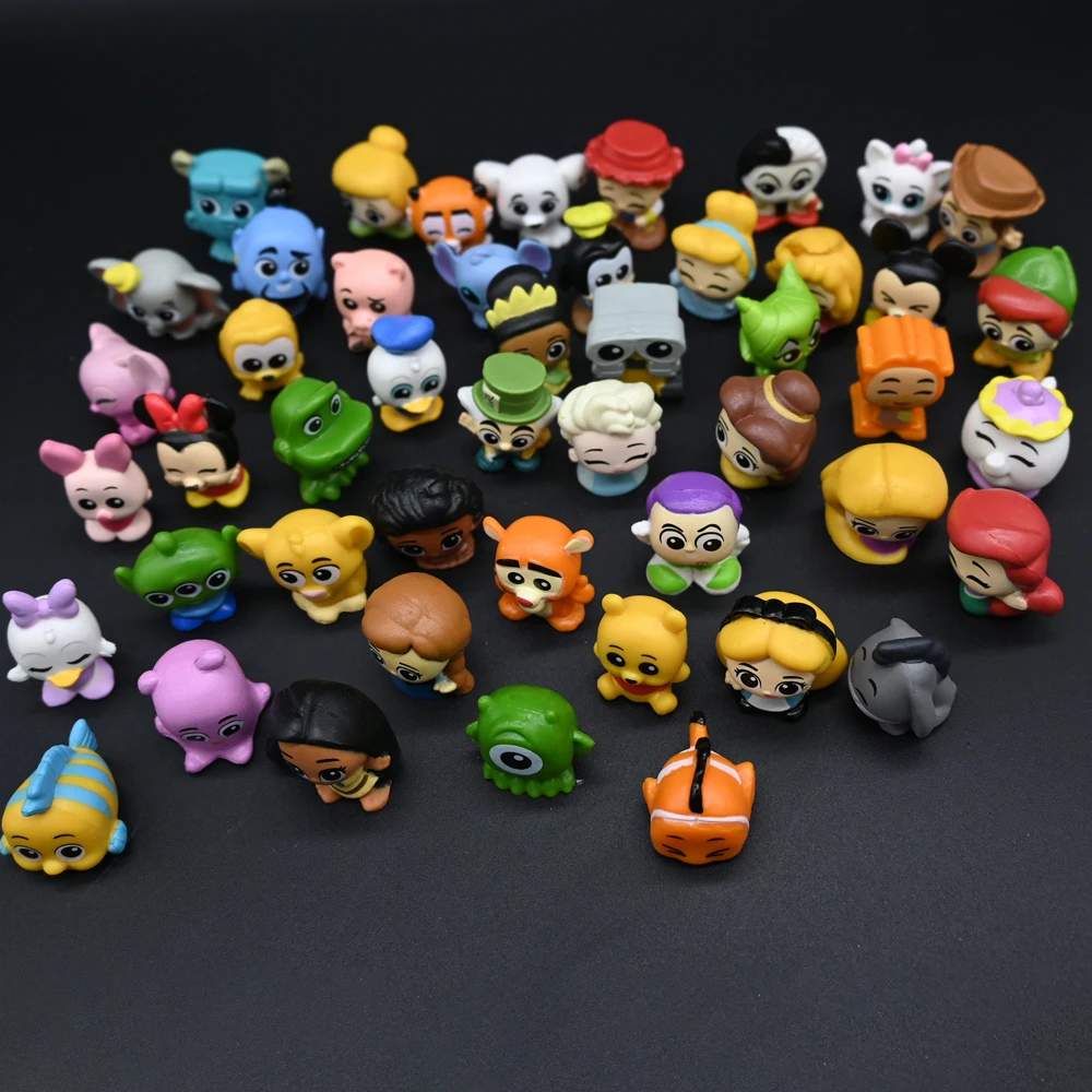 48Pcs/Set Kawaii Q Princess Figure Toy Mini Rapunzel Snow White Jasmine Mulan Ariel Micky PVC Figurine Toys Christmas Gift