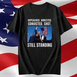 Camiseta Trump Shot Assassination Attempt Still Standing Me Stronger Tshir Camiseta estampada de algodón para hombres y mujeres camisetas gráficas