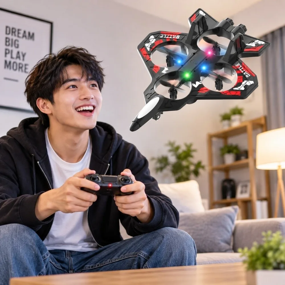 EPP Foam Remote Control Foam Fighter Gravity Sensing 2.4G Stunt Four Motor Helicopter Toy Portable with Light RC Hobby Jet Plane