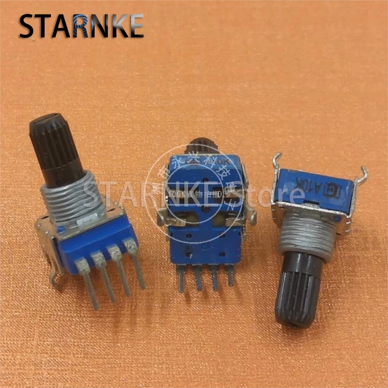 

2PCS RK11 Type Single Vertical A10K A103 4 Pin Audio Volume Amplifier Adjustable Potentiometer Flower Shaft Length 15MM