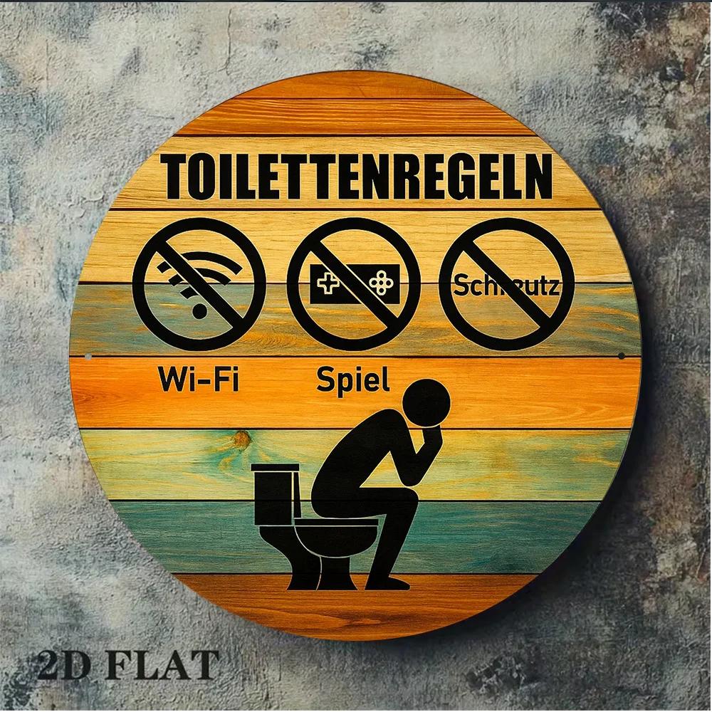 2D Flat, 2D Flat Printing, a Round Wooden Sign with a Vintage 